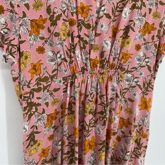 Cynthia Rowley Linen Blend Floral Cinched Button Front Dress - Picture 7 of 12